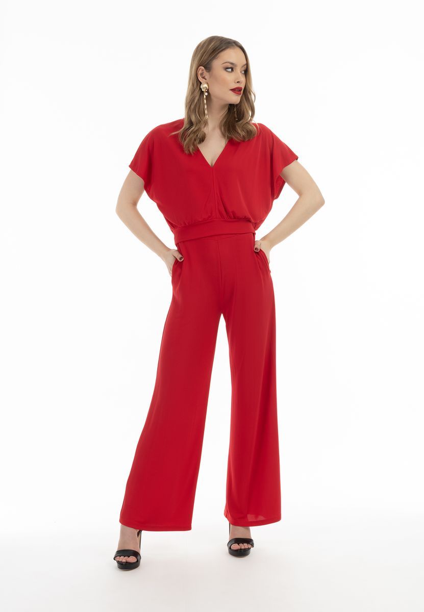 Kurzbluse mit V-Ausschnitt und Schmetterlingsärmeln