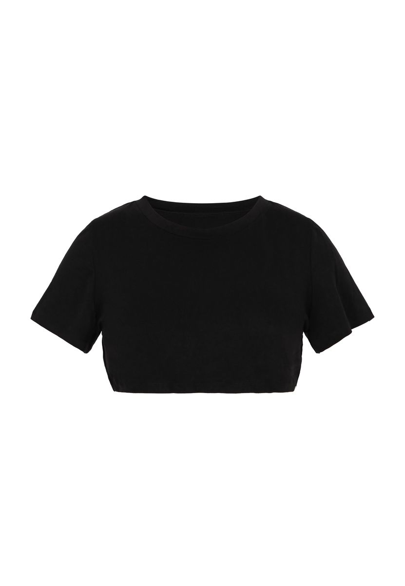 Kurzarm Crop-Top mit Rundhalsausschnitt