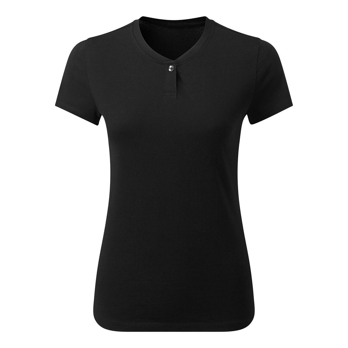 Körpernahes Kurzarm-Henley-T-Shirt
