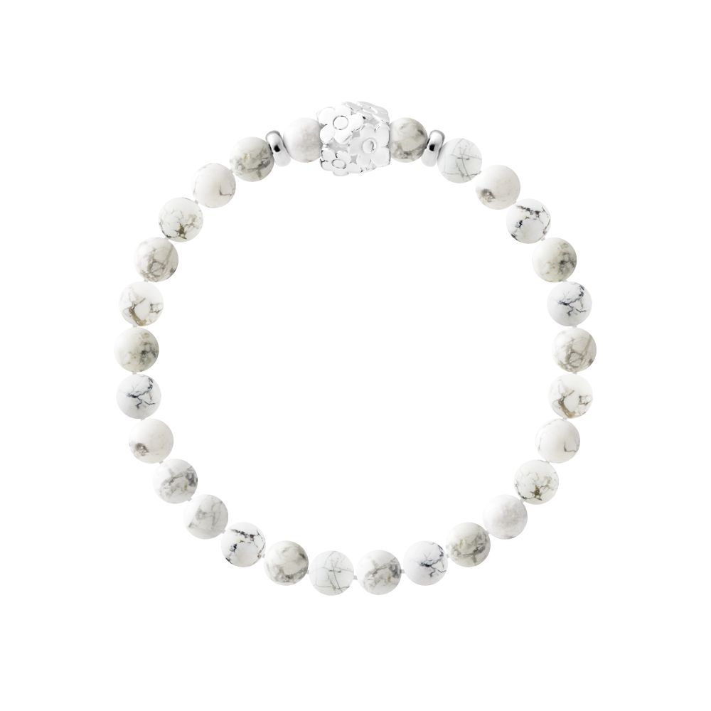 Howlith-Perlenarmband mit floralen Details
