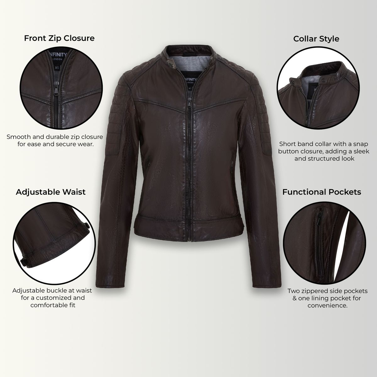 Retro Gesteppte Bikerjacke aus Leder