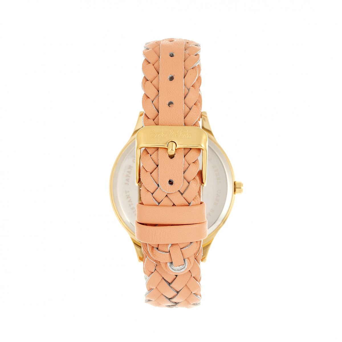 Gestreifte Uhr mit gewebtem Armband