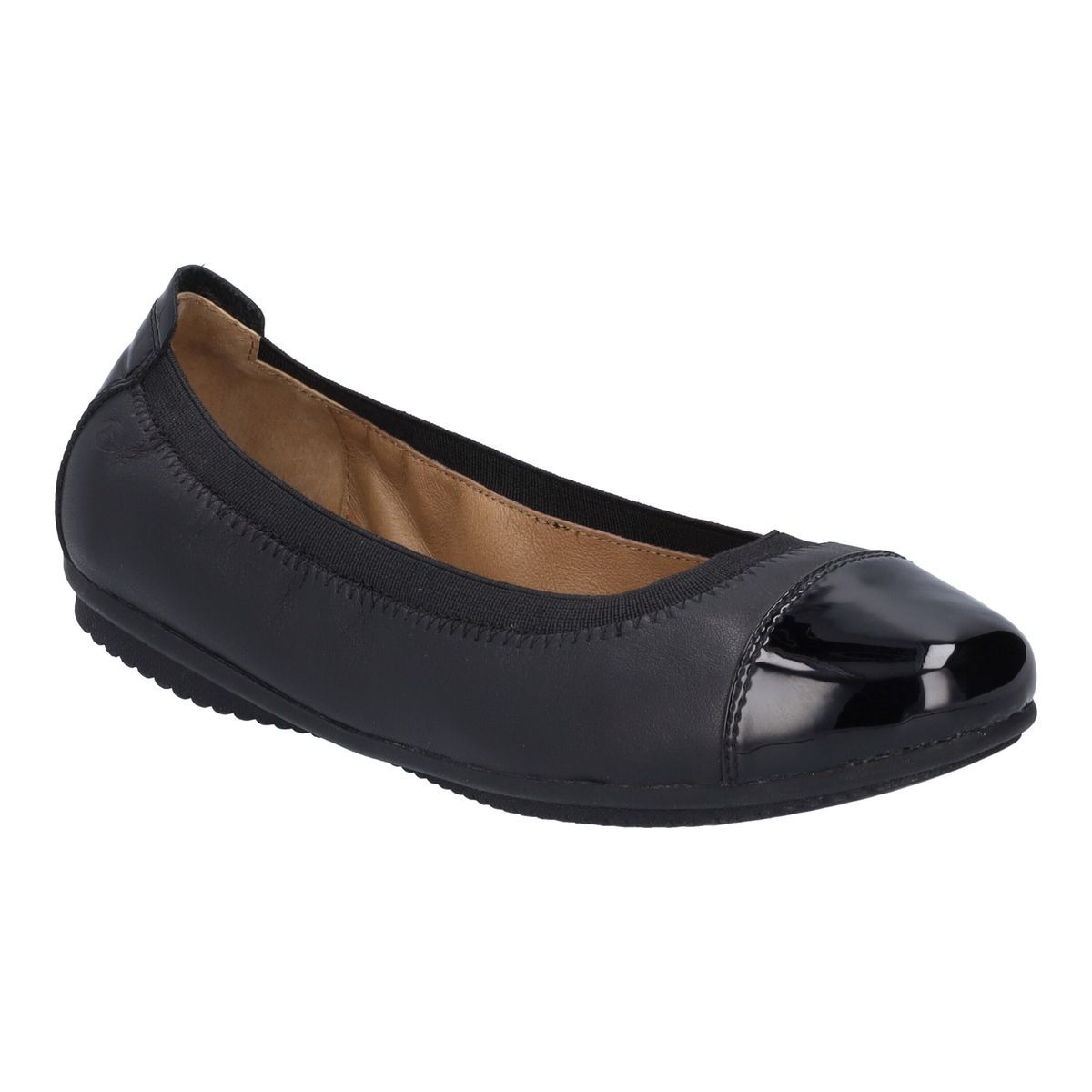Klassische Leder-Ballerinas mit Lackkappe