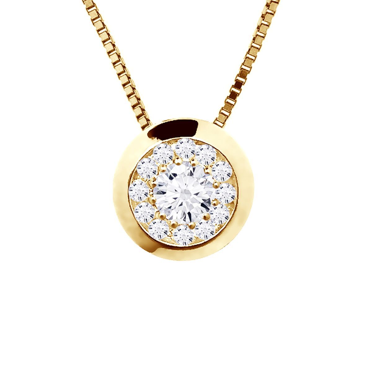 Elegante Diamant-Halo-Anhänger-Halskette