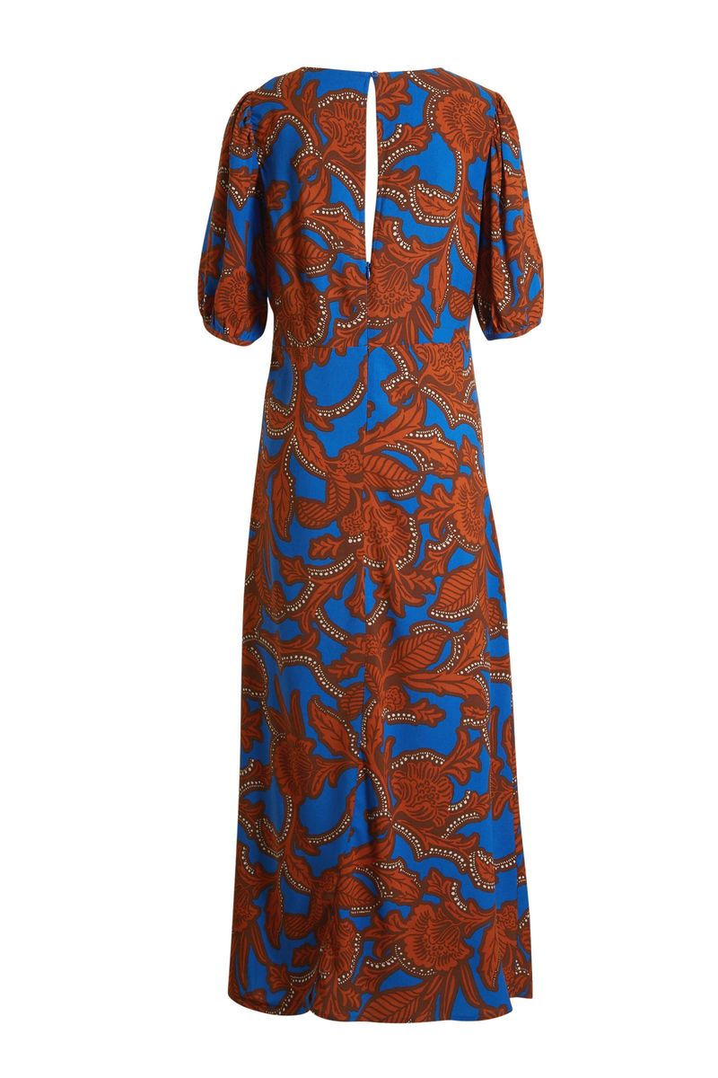 Midikleid mit abstraktem Blättermuster