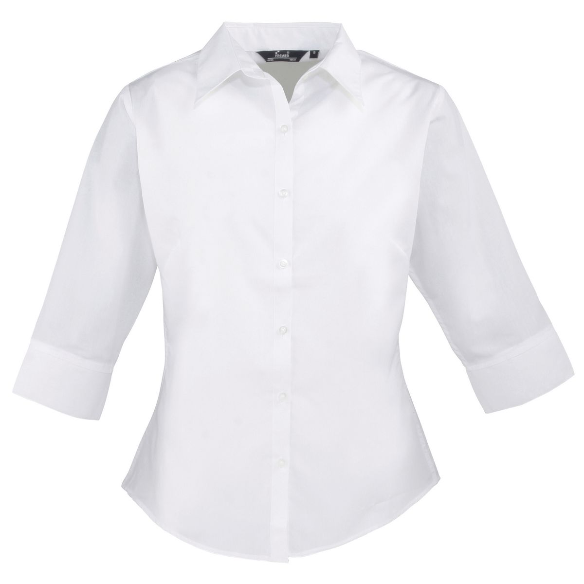Taillierte Popeline-Bluse mit Dreiviertelarm