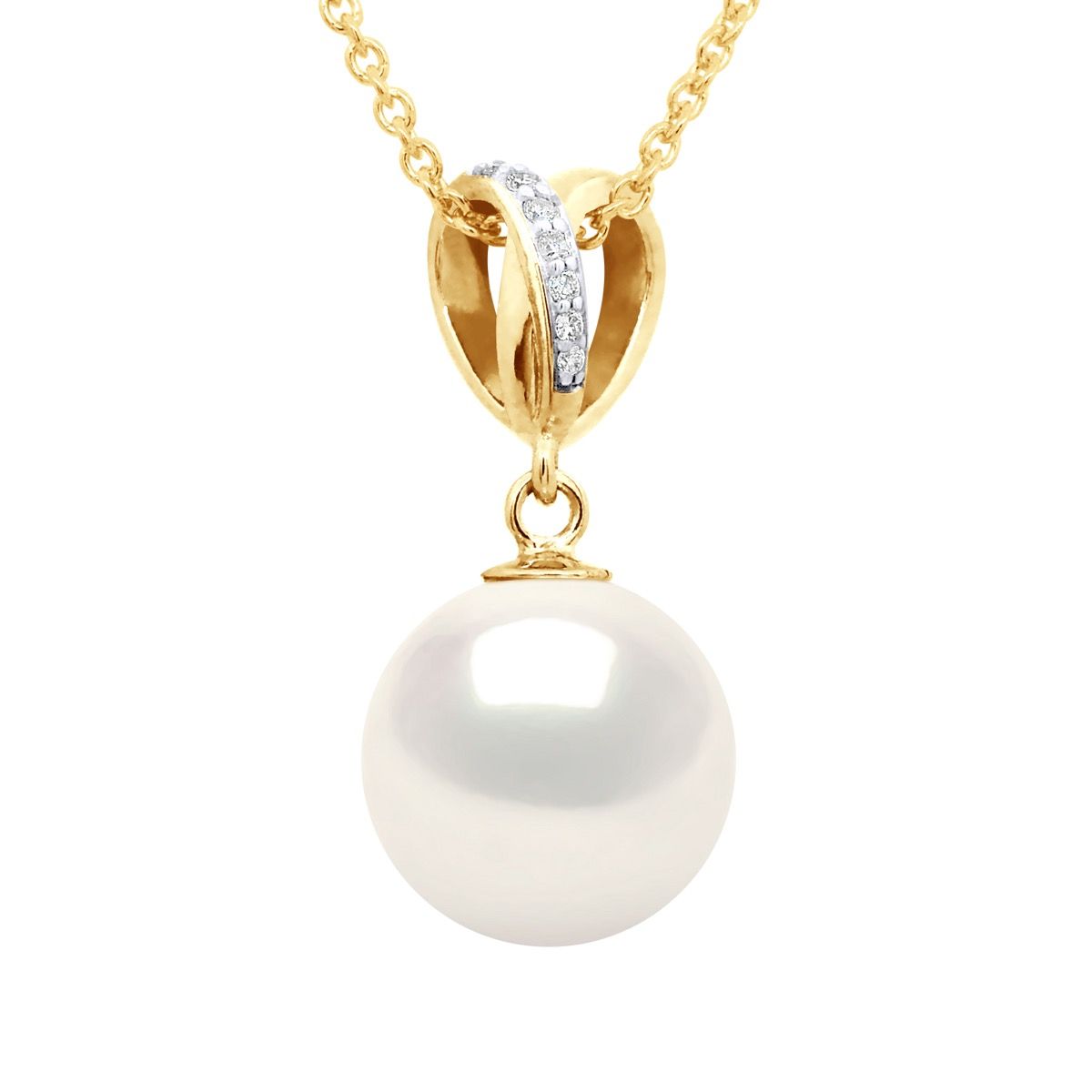 Perlenanhänger mit Doppelknoten und Diamanten