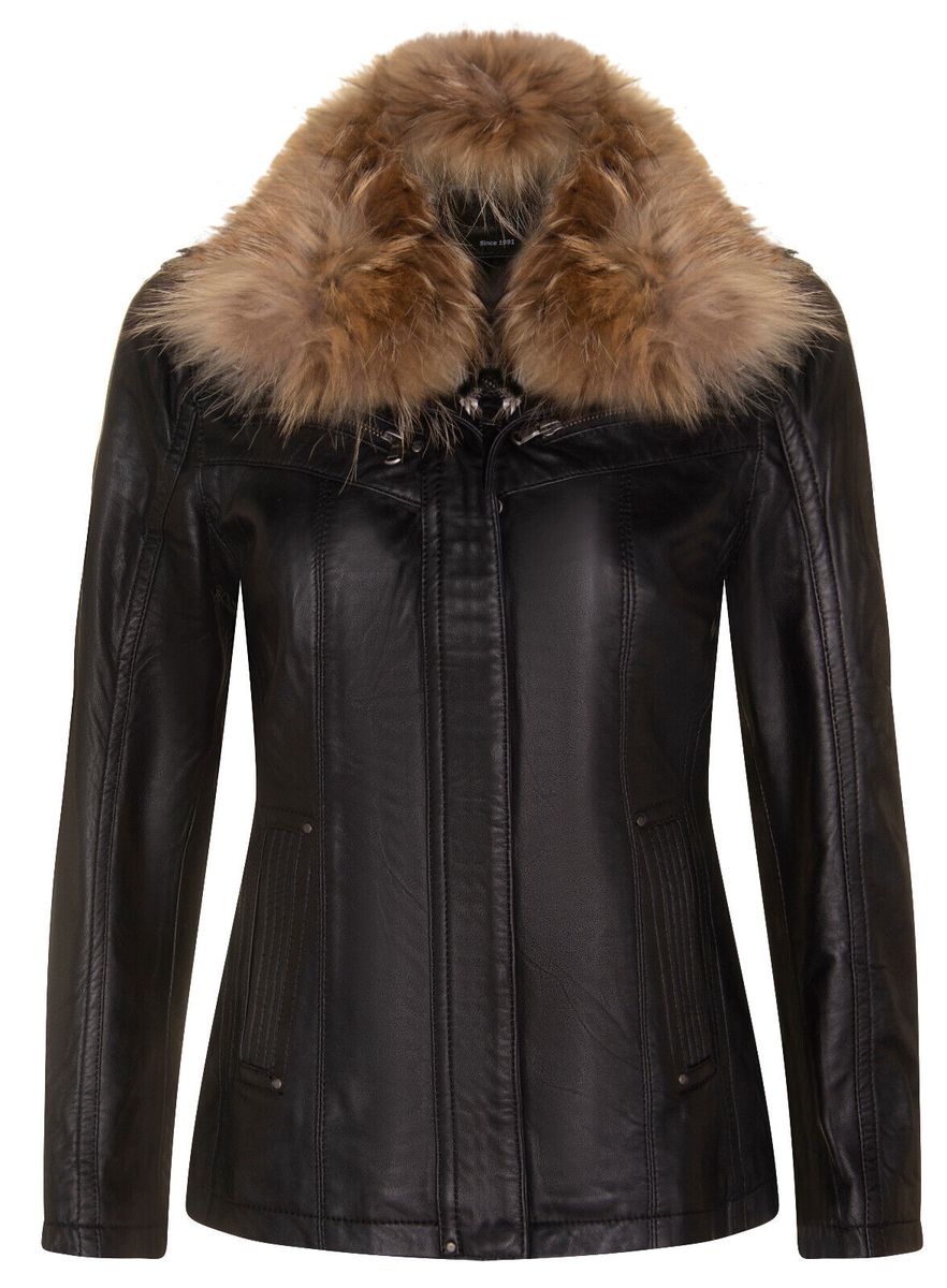 Slim Fit Leder Parka Jacke