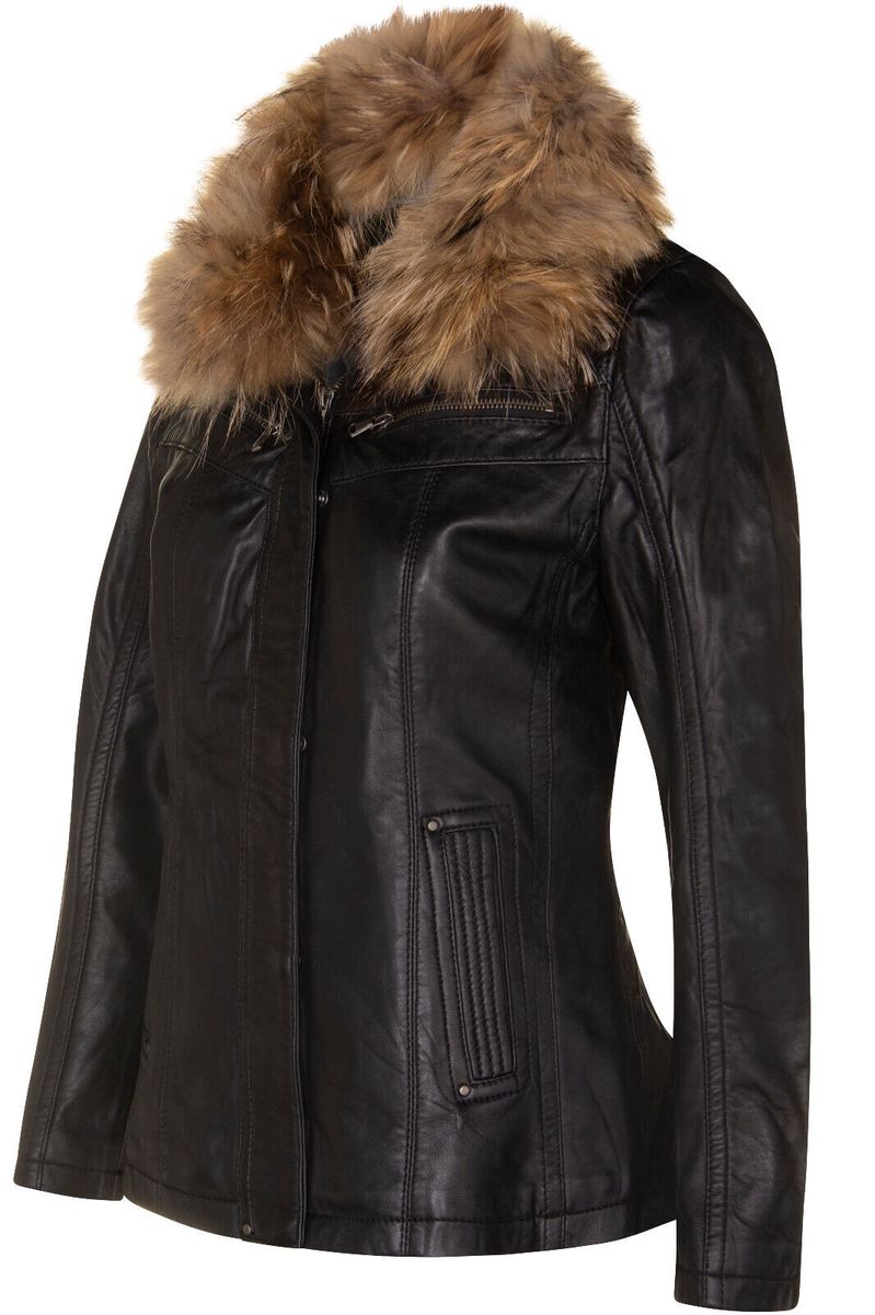 Slim Fit Leder Parka Jacke