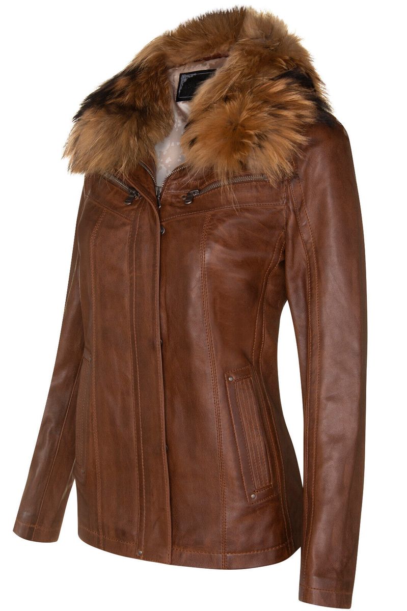Slim Fit Leder Parka Jacke