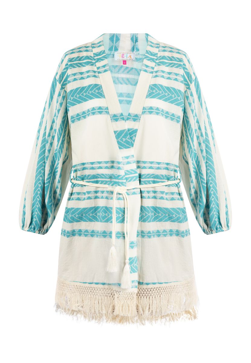 Boho-Kimono mit Ethno-Muster und Fransen