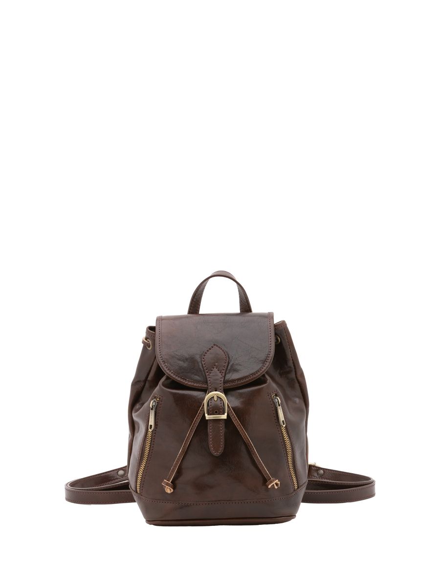 Klassischer Lederrucksack mit Kordelzug