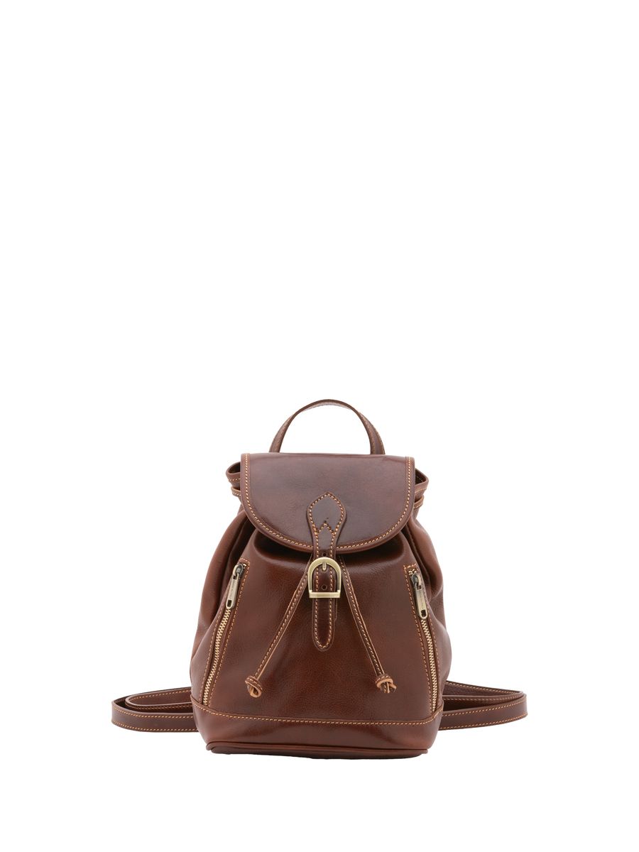 Klassischer Lederrucksack mit Kordelzug