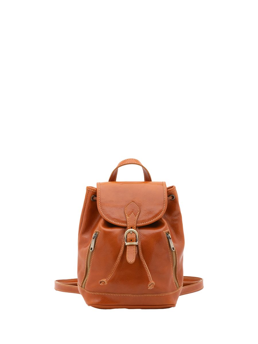 Klassischer Lederrucksack mit Kordelzug