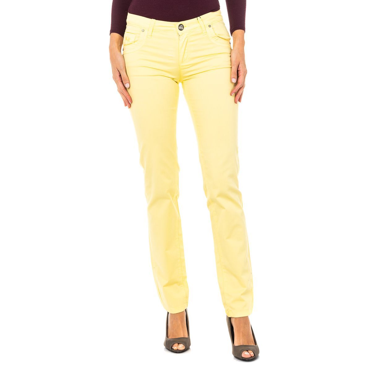 Schmal geschnittene Baumwoll-Stretch-Hose