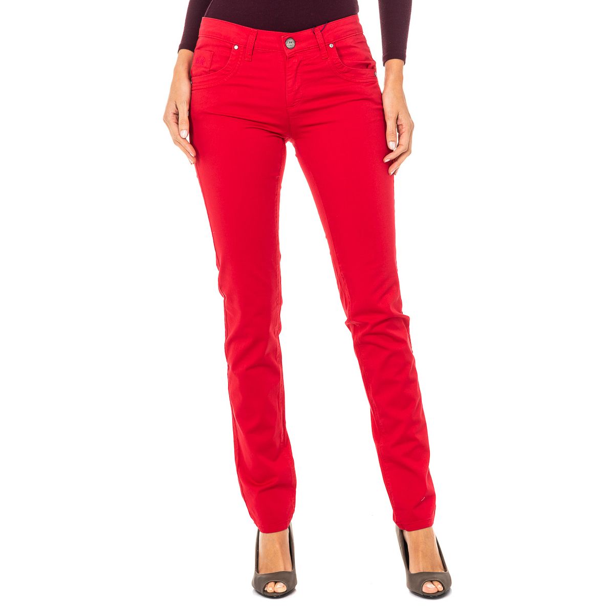 Schmal geschnittene Baumwoll-Stretch-Hose