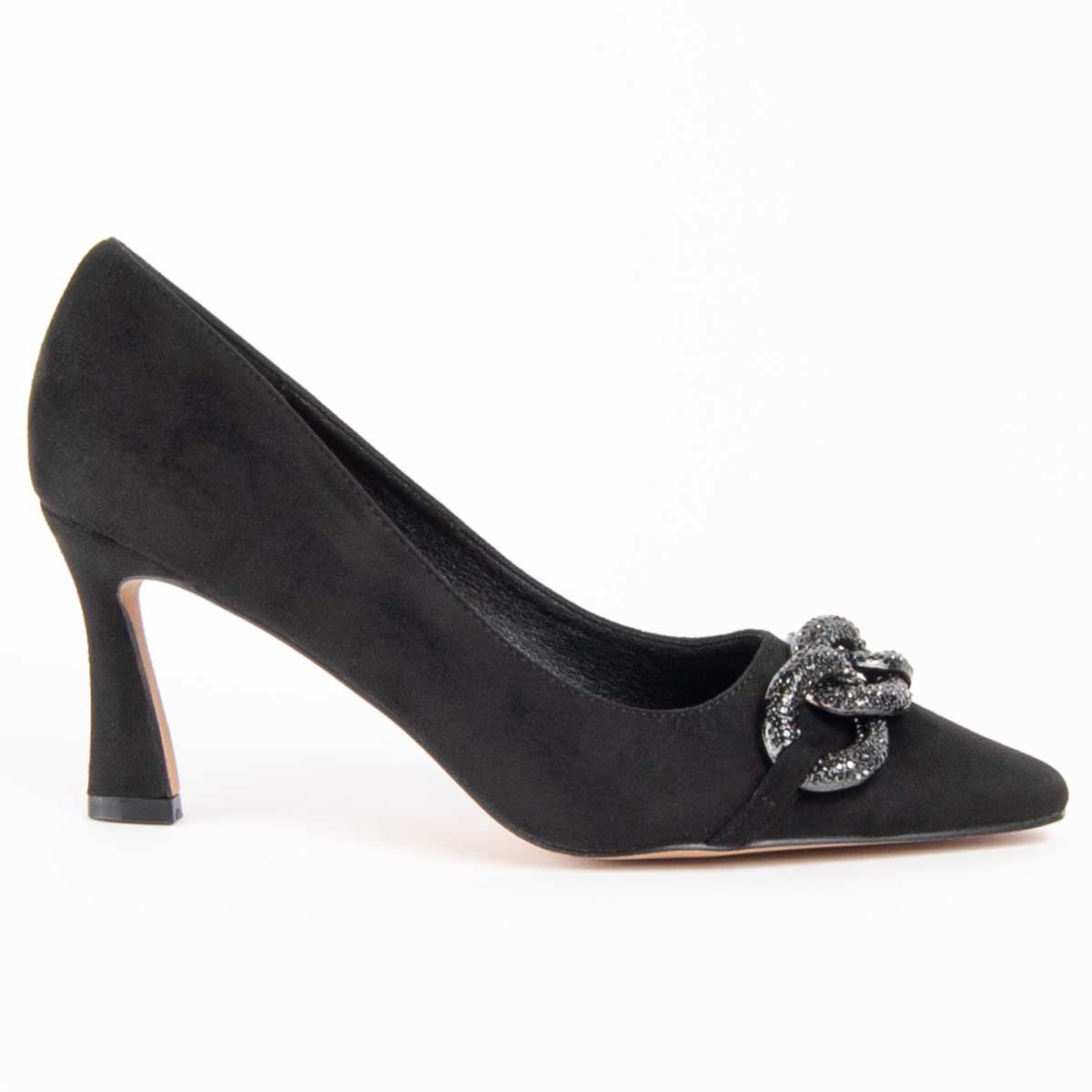 Spitze Pumps mit Kristallkette