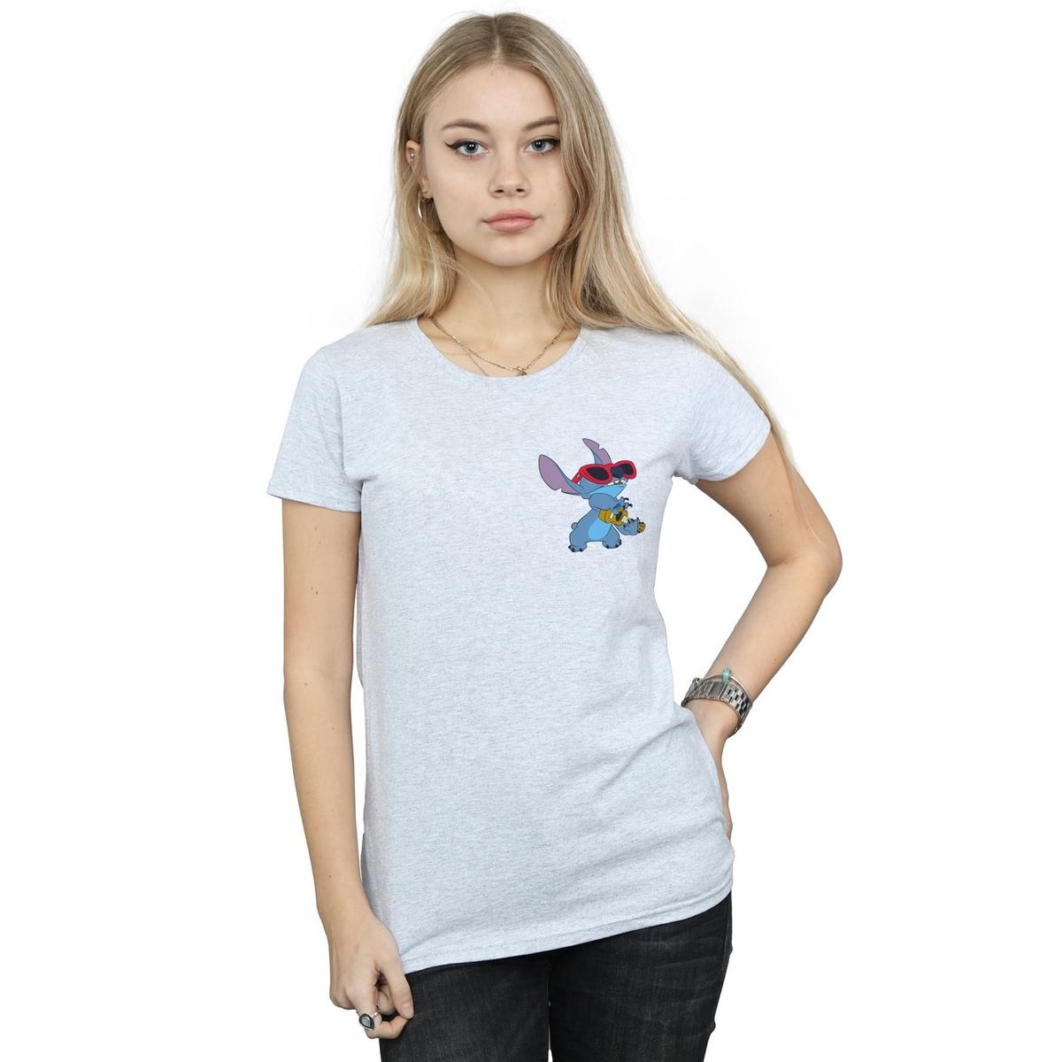 Grafik-T-Shirt mit Gitarre spielendem Stitch