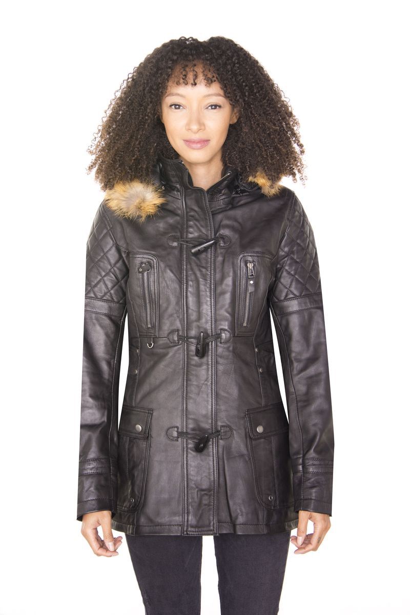 Gesteppter Nappaleder-Parka