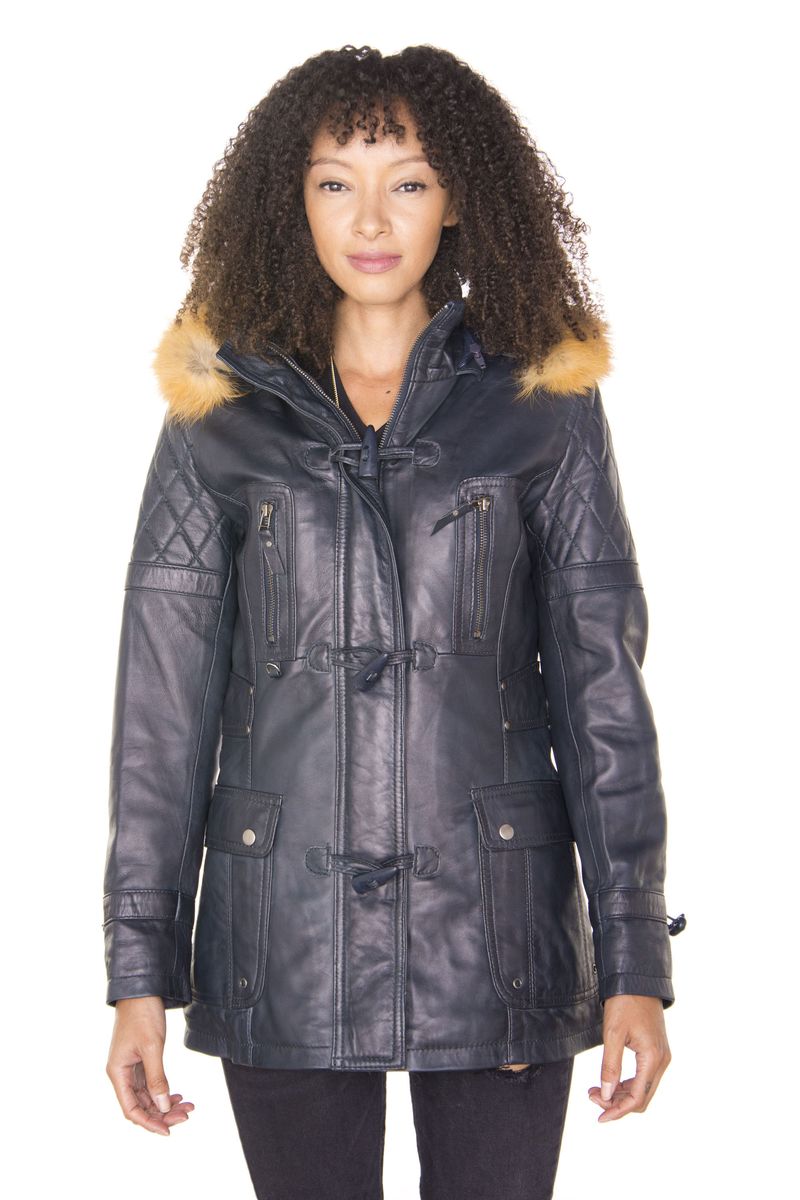 Gesteppter Nappaleder-Parka