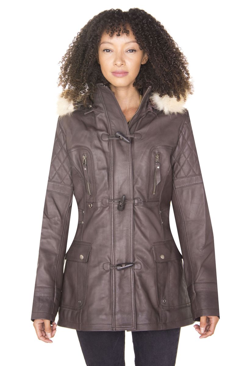 Gesteppter Nappaleder-Parka