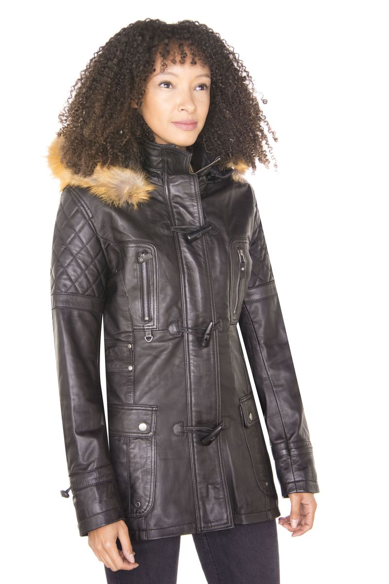 Gesteppter Nappaleder-Parka