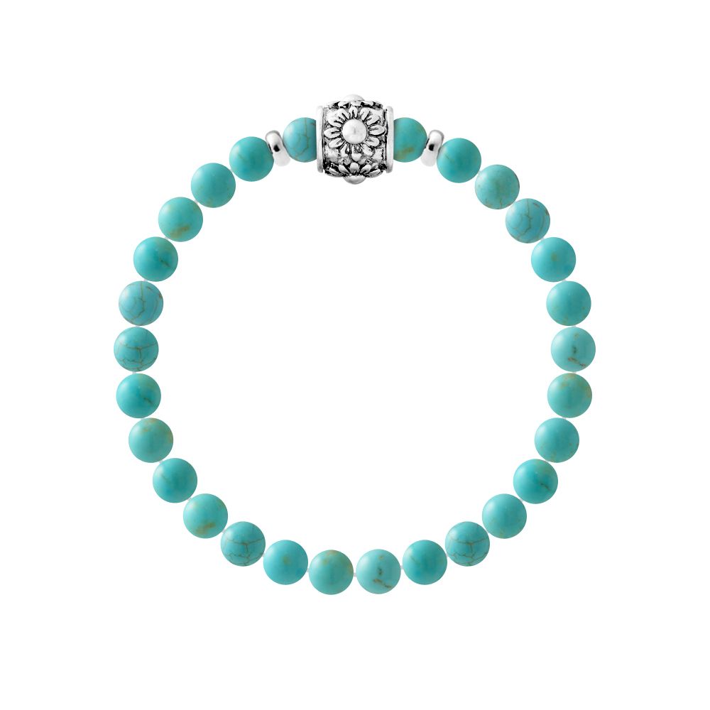 Türkisperlen-Armband mit silbernem Charm