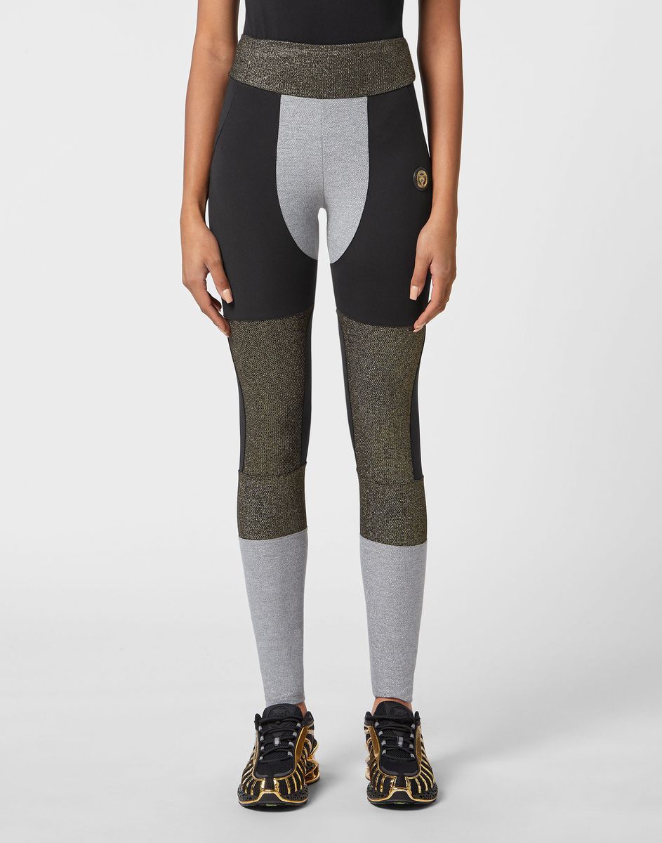 High-Rise Color-Block Lurex-Leggings