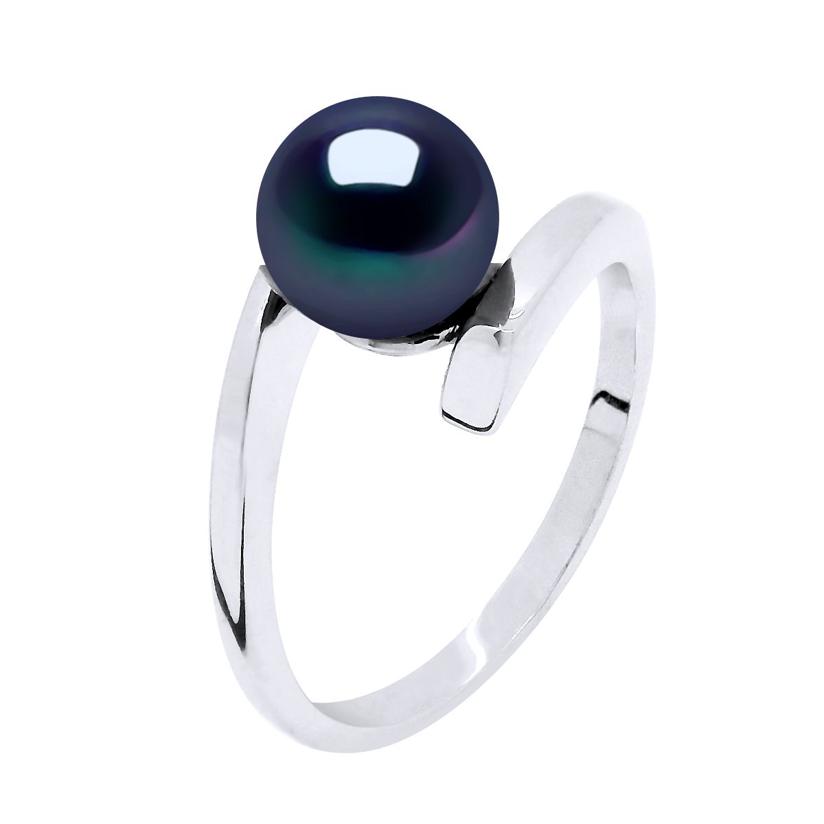 Minimalistischer Bypass-Ring mit Süßwasserperle