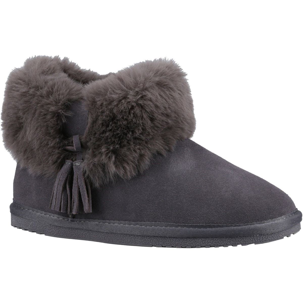 Hausschuh-Booties aus Wildleder mit Kunstfell