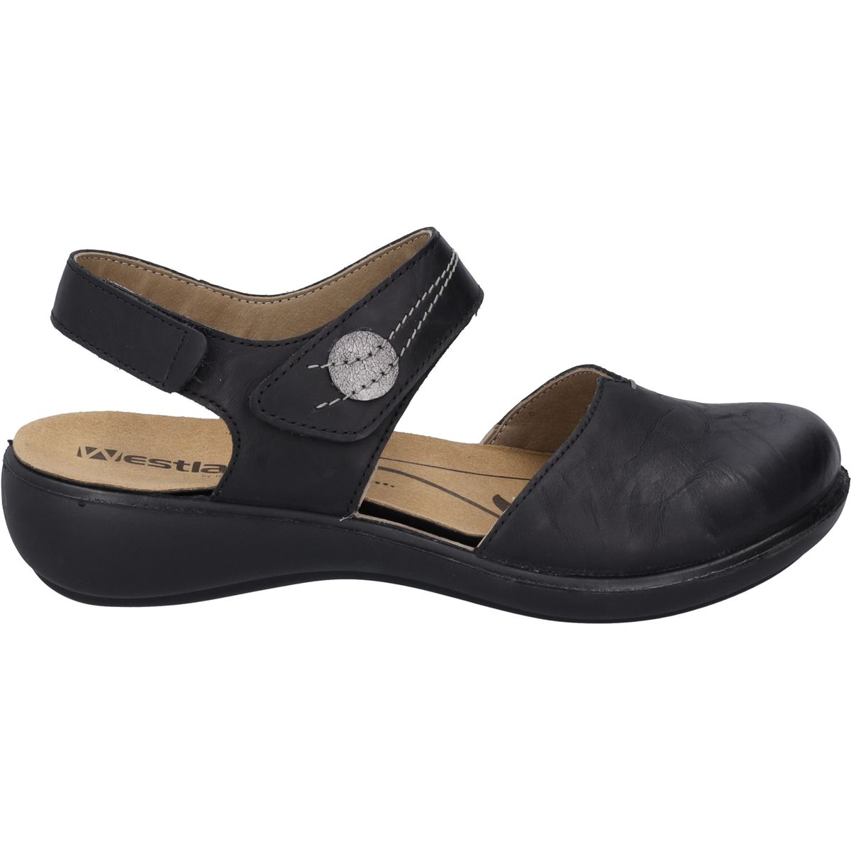 Leder-Komfortsandale mit Riemen