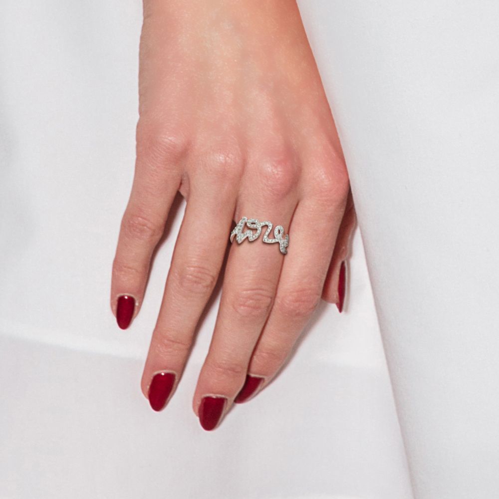 Glitzernder Love-Schriftzug Silberring