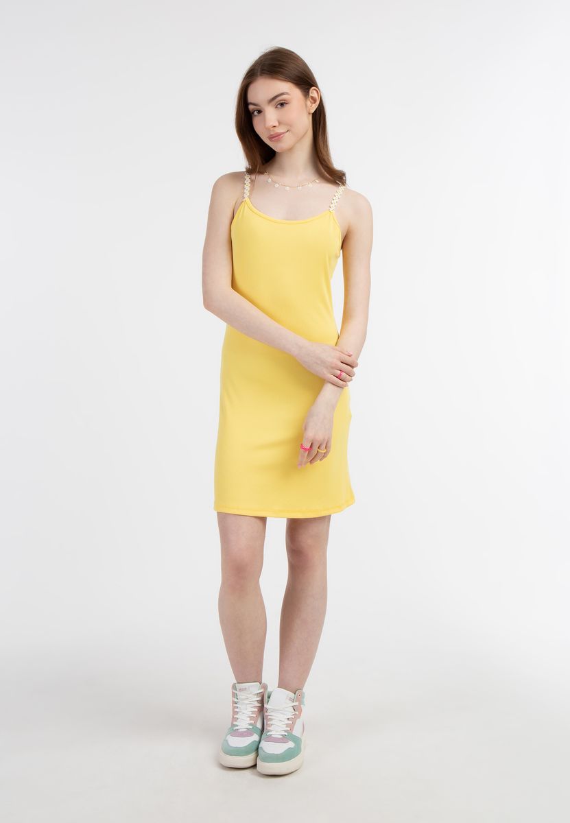 Rippstrick-Minikleid mit Spaghettiträgern