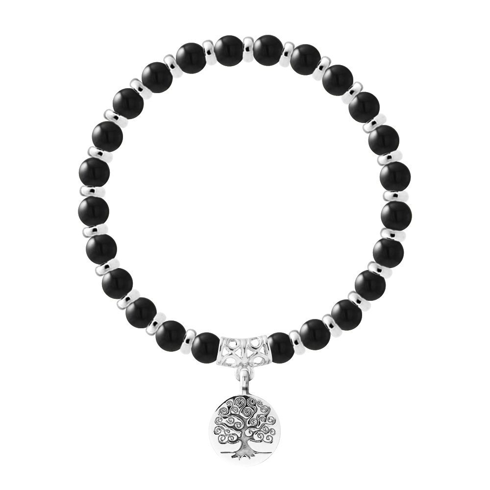 Elastisches Obsidian-Armband mit Anhänger