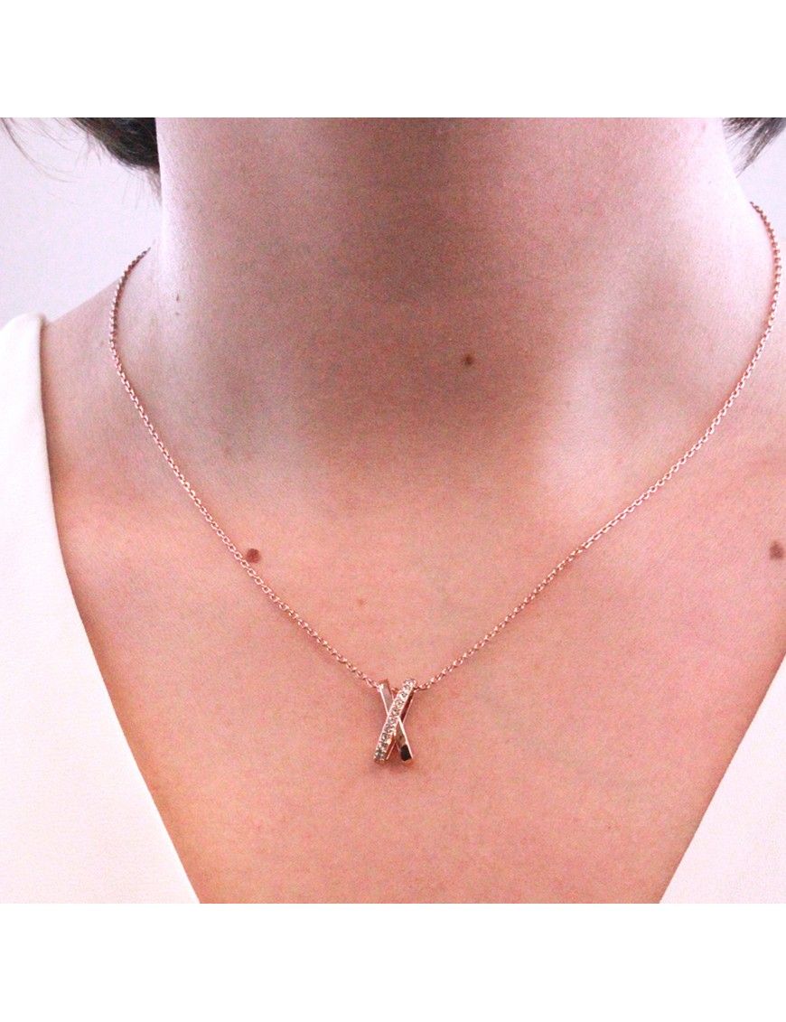 Geometrischer X-Anhänger mit Kristallen