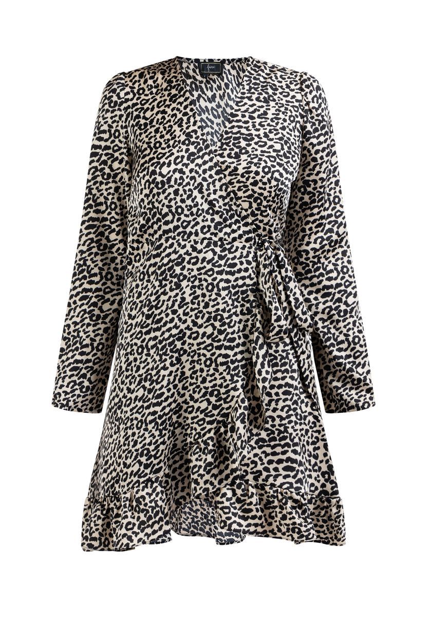 Leoprint-Wickelkleid aus Satin