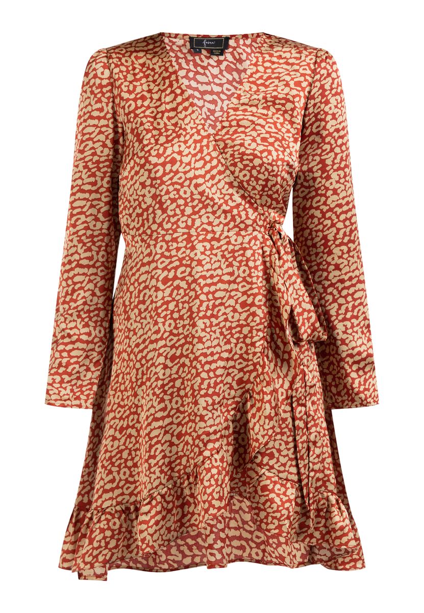 Leoprint-Wickelkleid aus Satin