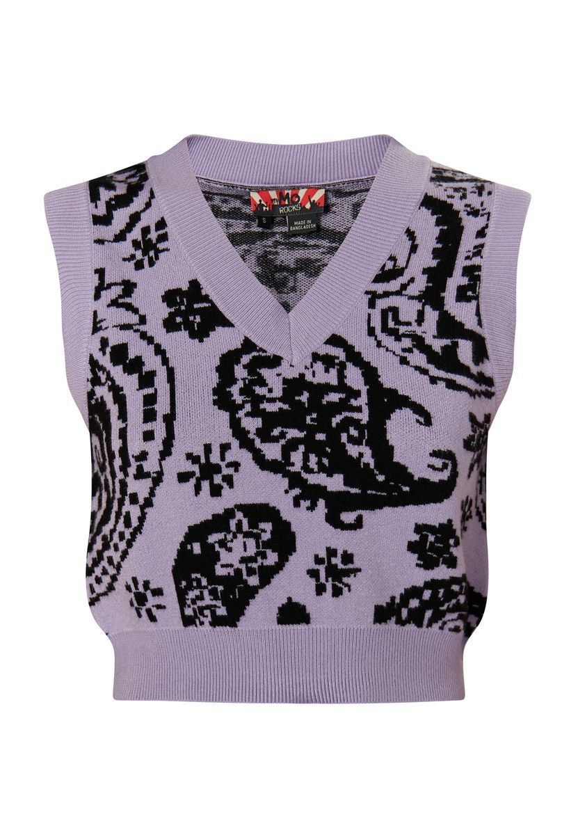 Kurzer Strickpullunder mit Paisley-Muster