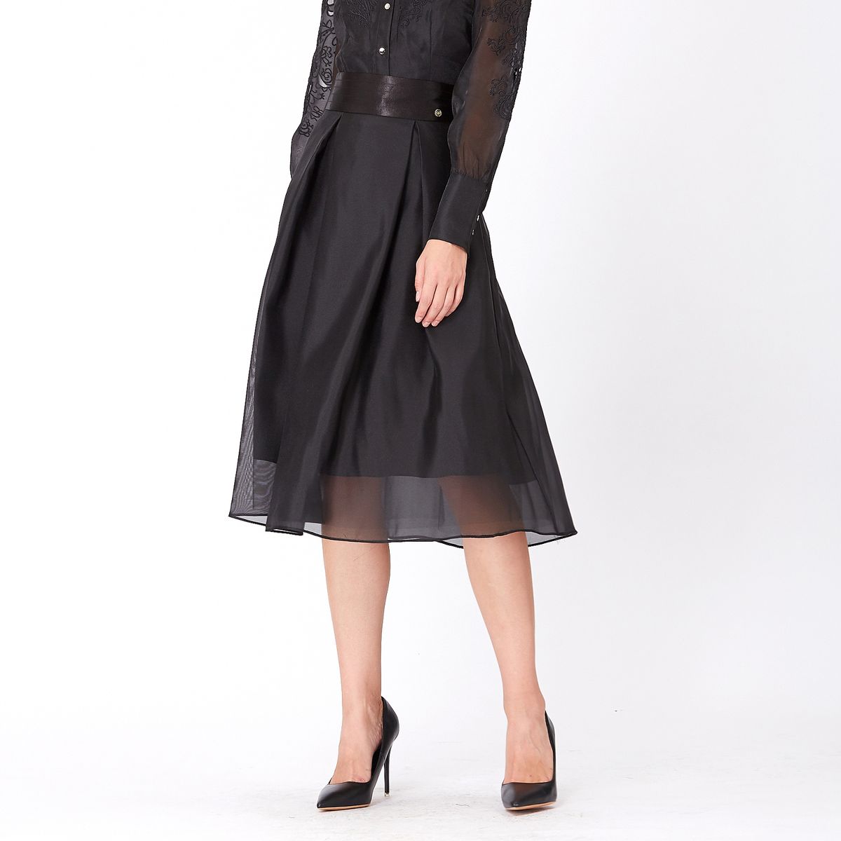 Eleganter Midirock aus Organza-Plissee