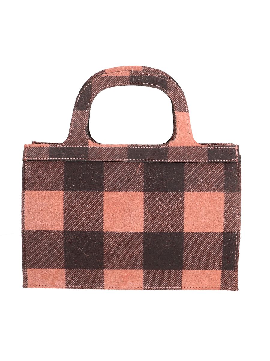 Tote Bag aus Wildleder mit Karomuster
