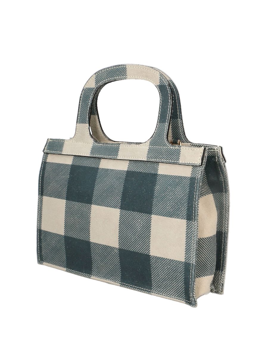 Tote Bag aus Wildleder mit Karomuster