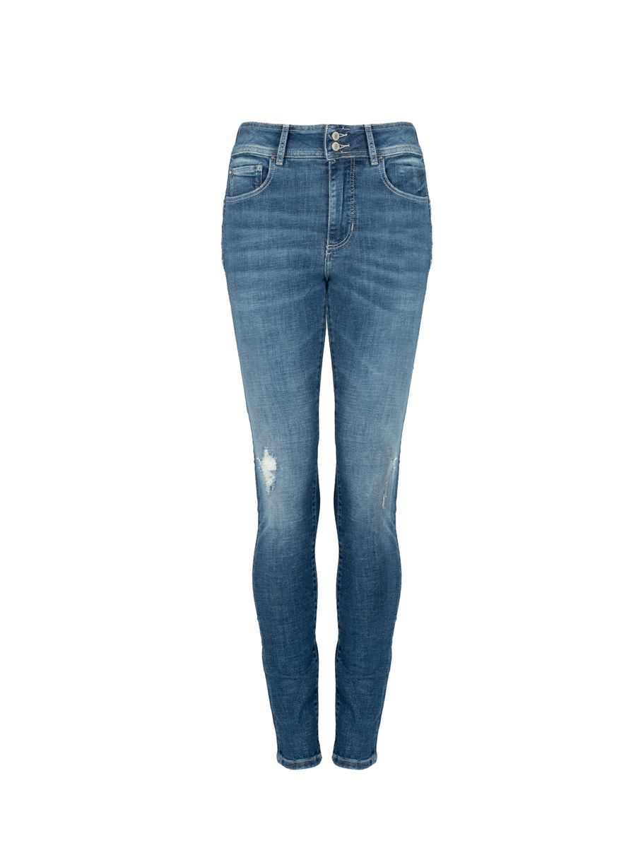 High-Waist Skinny Jeans mit Destroyed-Details