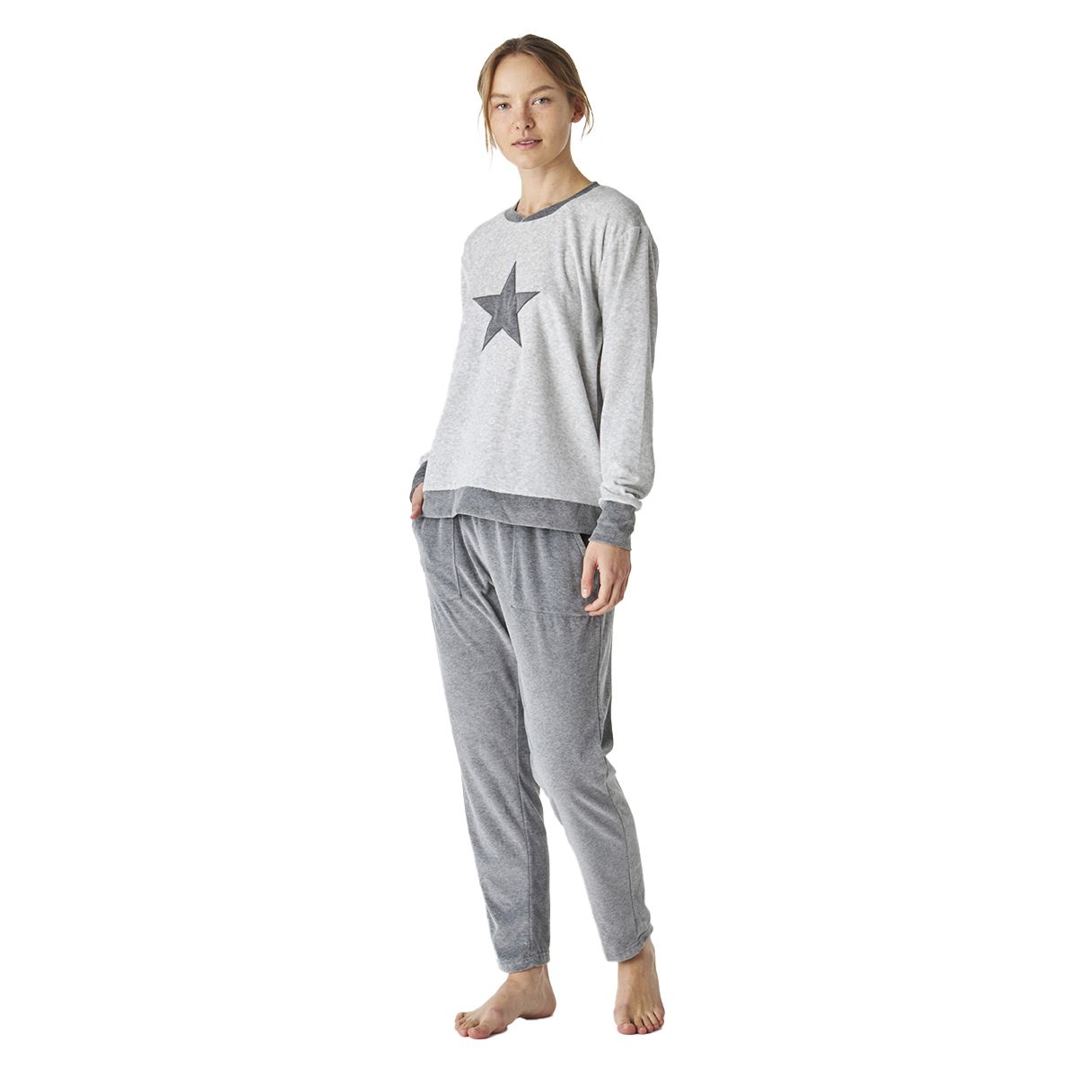 Samt-Pyjama-Set mit Stern-Motiv
