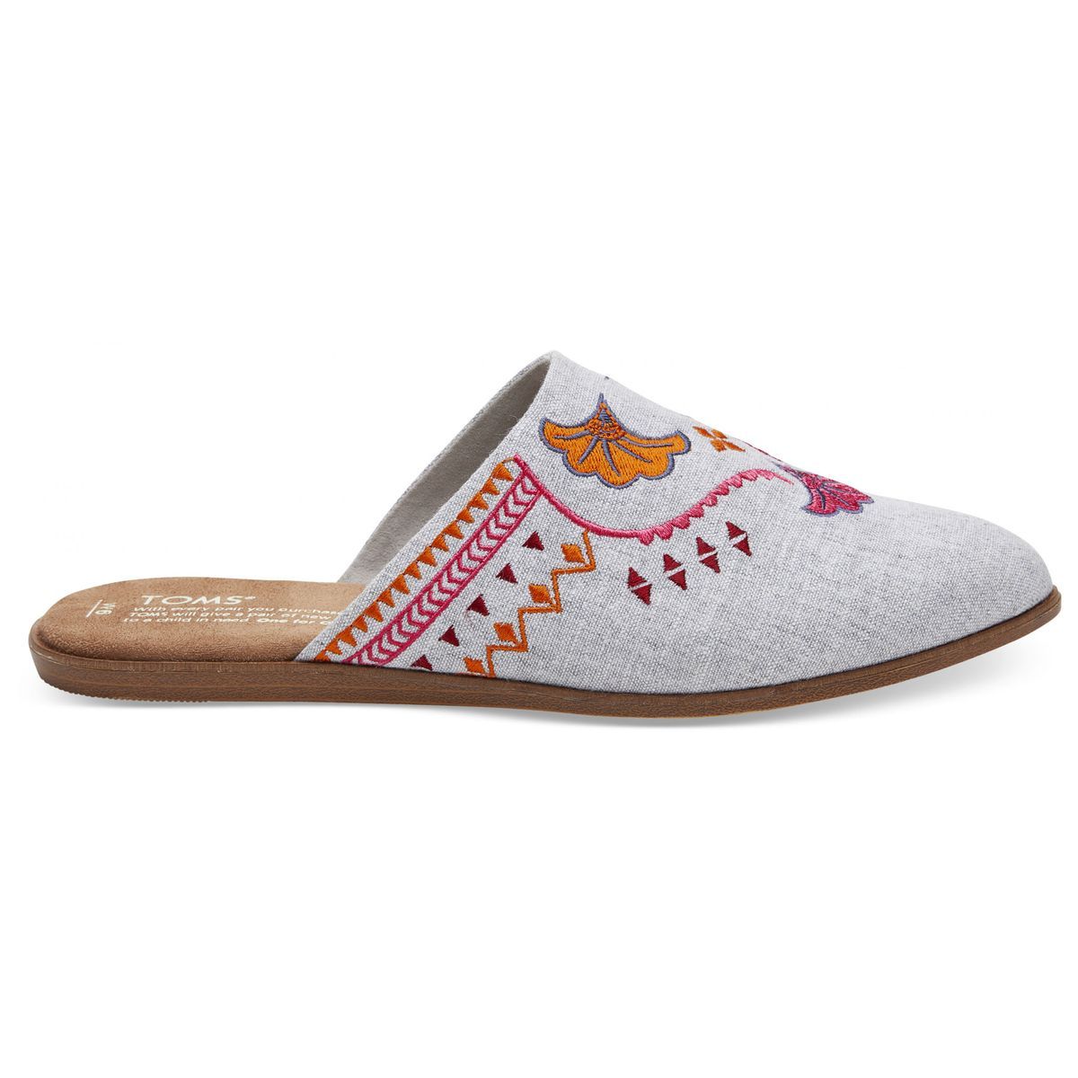 Bestickte Chambray-Mules mit spitzer Kappe