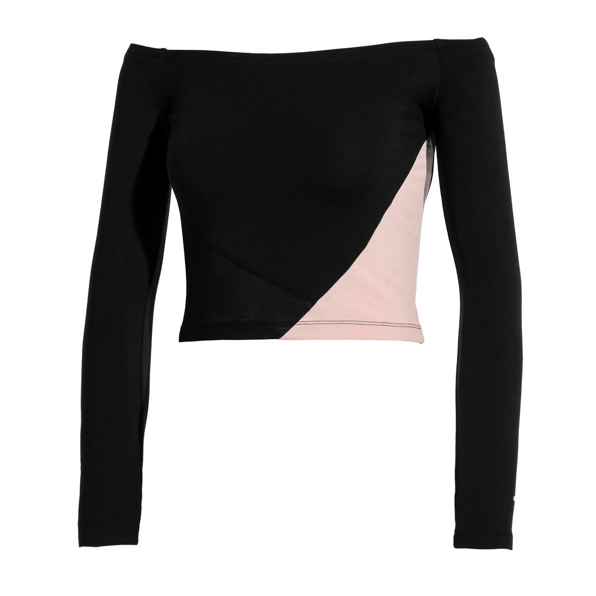 Schulterfreies Colorblocking Crop-Top