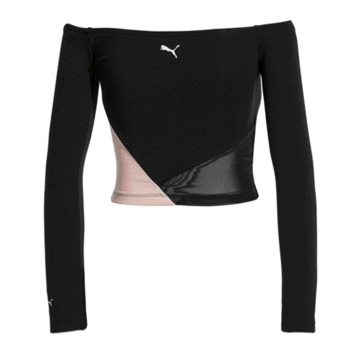 Schulterfreies Colorblocking Crop-Top