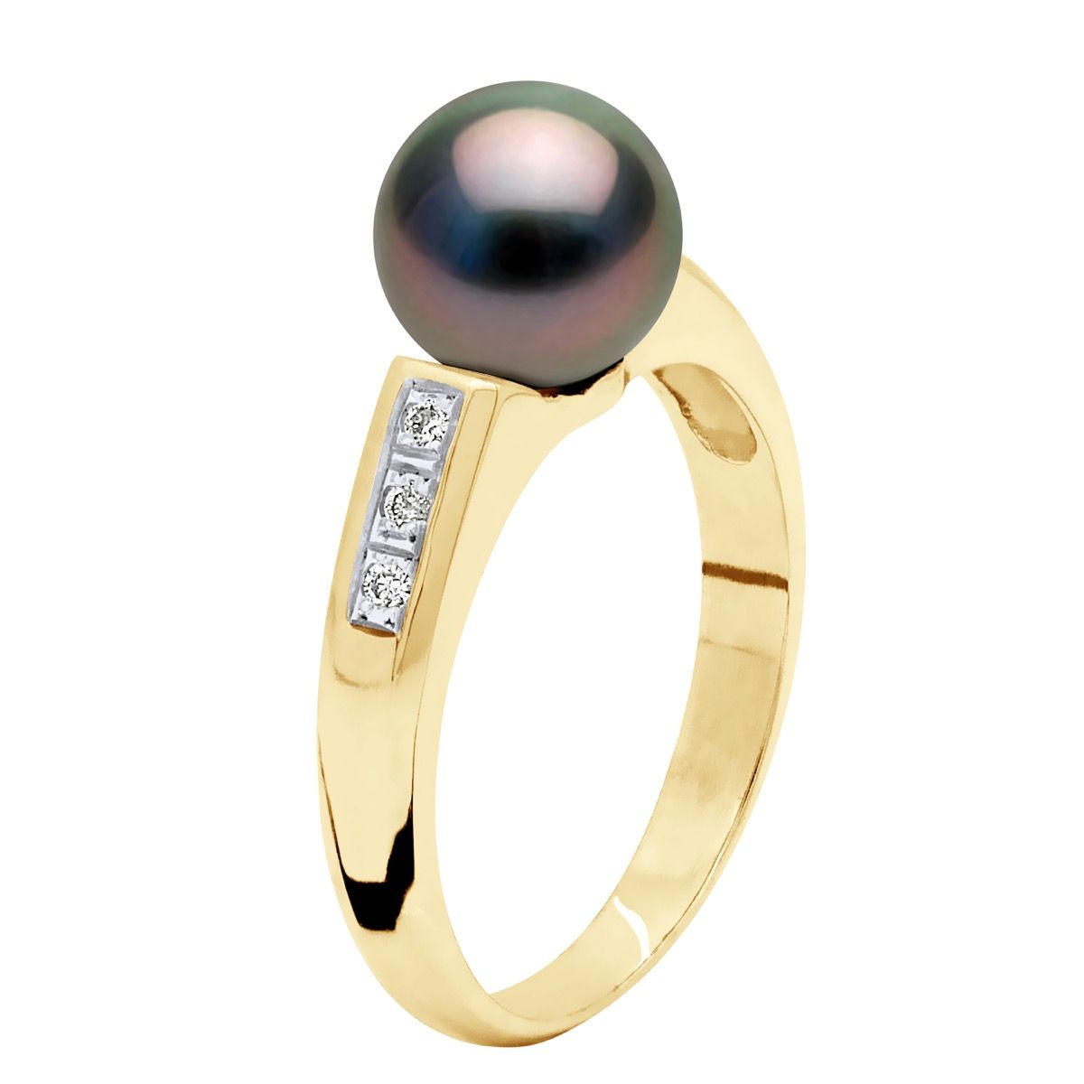 Goldring mit Tahiti-Perle und Diamanten