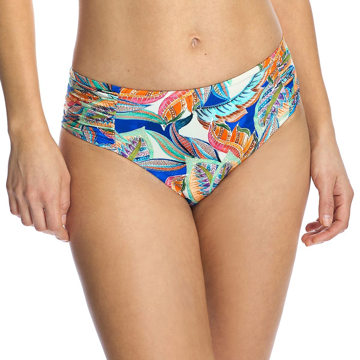 Bikini-Hose mit tropischem Print und hoher Taille