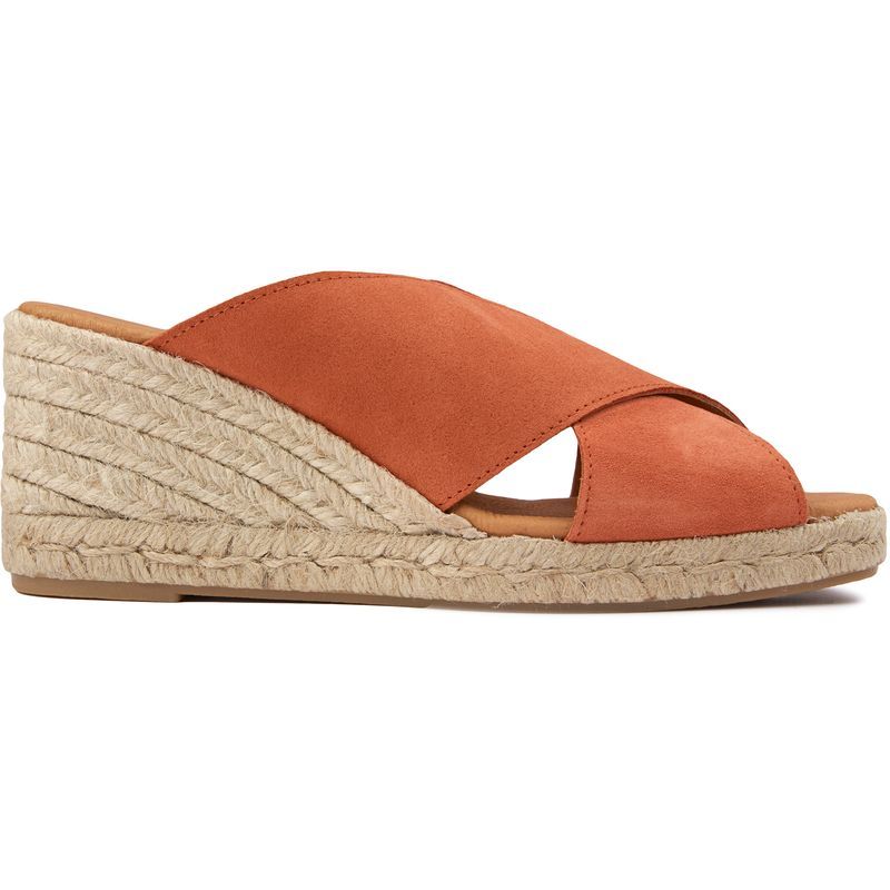 Wildleder-Keilabsatz-Espadrilles mit Kreuzriemen