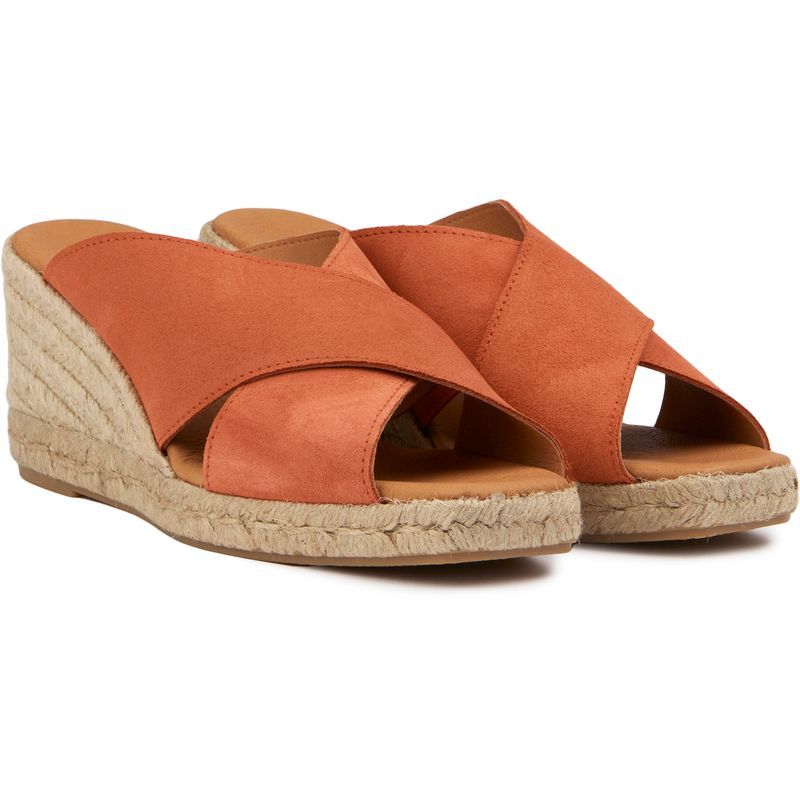 Wildleder-Keilabsatz-Espadrilles mit Kreuzriemen